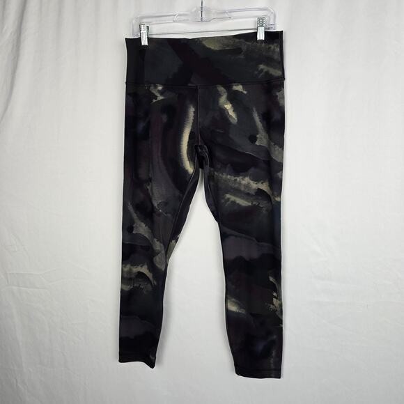 Lululemon Athletica Jogging Pants Women's 14 Black Green Camo Stretch - Picture 6 of 16